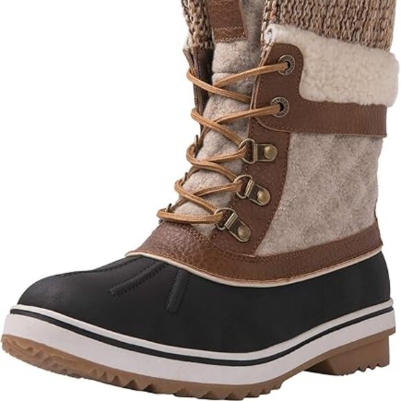 〽Women's 1910 Brown/Beige Globalwin Waterproof Insulated Winter Women Snow Boots